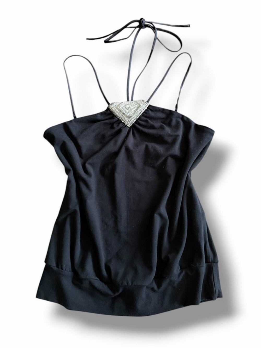 Black Arden B Beaded Halter Cami Top